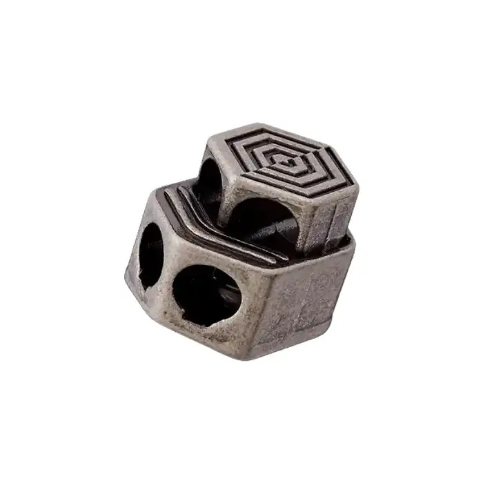 Arrêt cordon hexagone à 2 trous - Metal argenté Arrêt cordon hexagone à 2 trous - Metal argenté