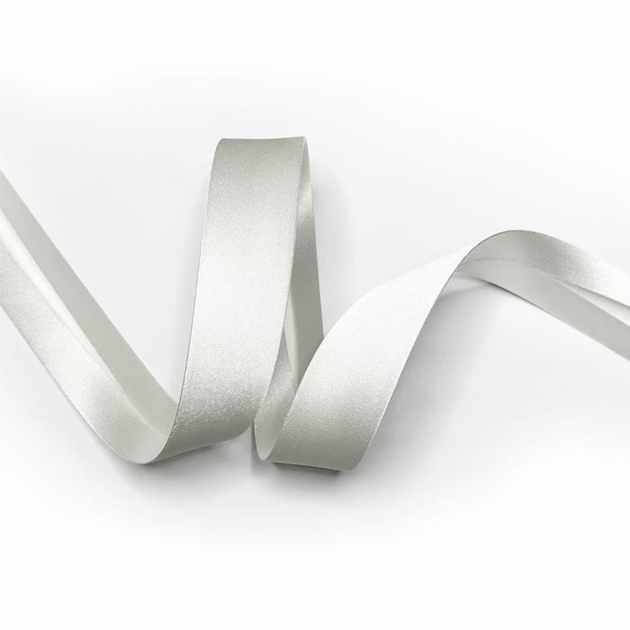 Biais replié satin blanc 20mm au mètre Biais replié satin blanc 20mm au mètre