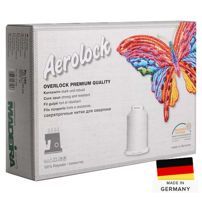 Boîte de 24 fils 1200m pour surjeteuse Madeira Aerolock Boîte de 24 fils 1200m pour surjeteuse Madeira Aerolock
