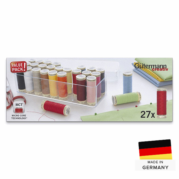 Boîte de 27 fils 100m pour tout coudre Gütermann Boîte de 27 fils 100m pour tout coudre Gütermann