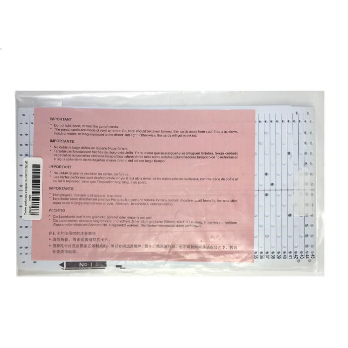 Cartes perforées d'origine (5) Silver Reed SK155 Cartes perforées d'origine (5) Silver Reed SK155