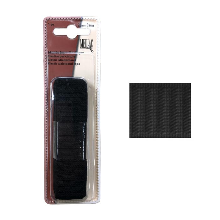 Ceinture élastique gros grain noir 25mmx90cm Ceinture élastique gros grain noir 25mmx90cm