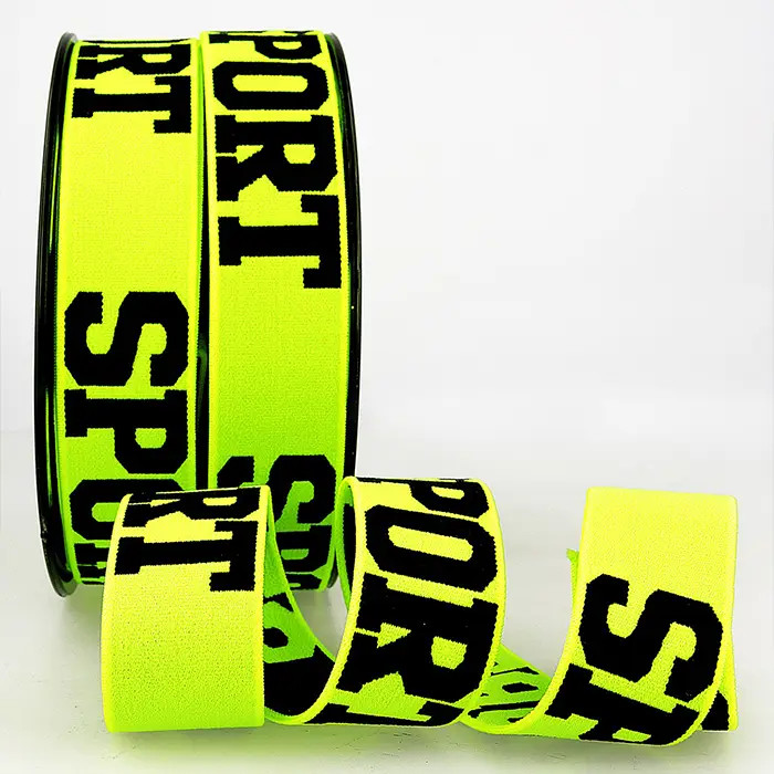 Elastique jaune fluo "sport" 32mm au mètre Elastique jaune fluo "sport" 32mm au mètre