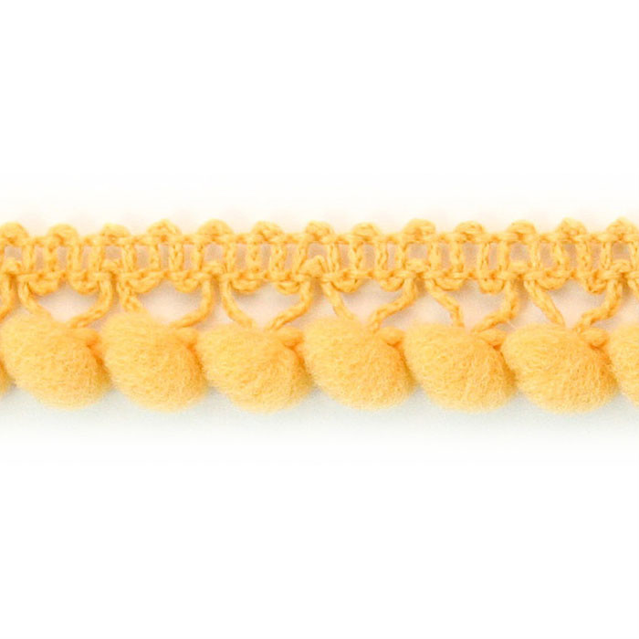 Galon pompons 10mm jaune au mètre Galon pompons 10mm jaune au mètre
