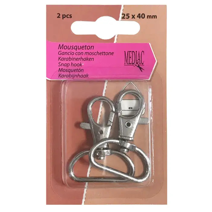 Mousqueton argenté sangle 25x40mm Mediac Mousqueton argenté sangle 25x40mm Mediac