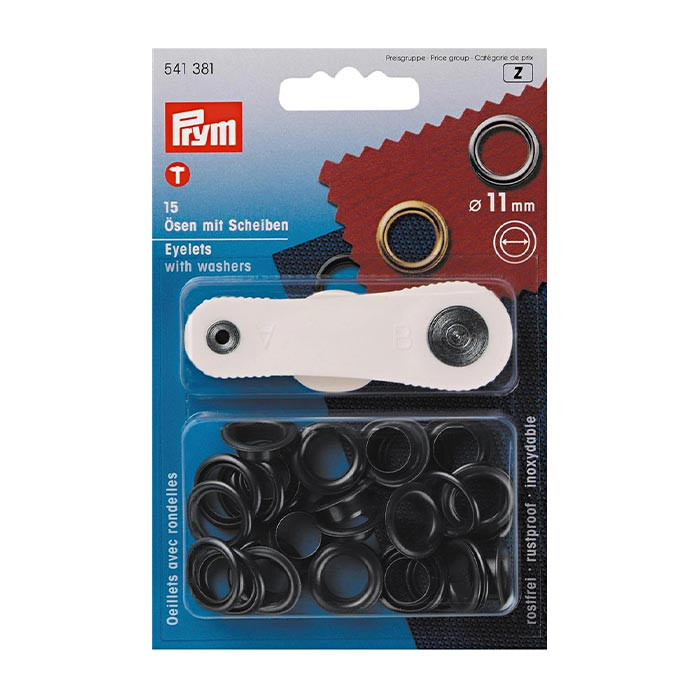 Oeillets et rondelles 11mm brunis Prym Oeillets et rondelles 11mm brunis Prym