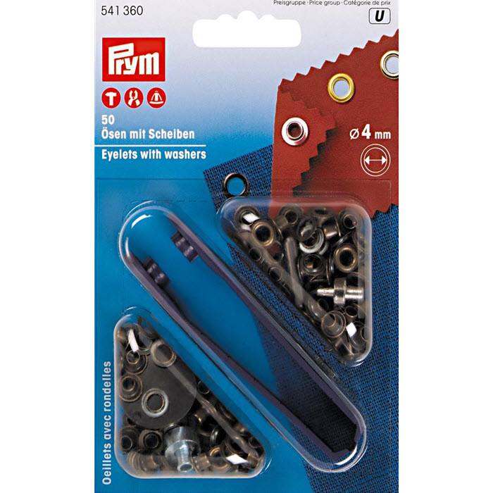 Oeillets et rondelles 4mm laiton Prym Oeillets et rondelles 4mm laiton Prym