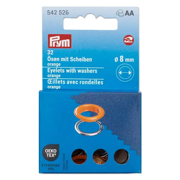 Oeillets et rondelles 8mm orange Prym Oeillets et rondelles 8mm orange Prym