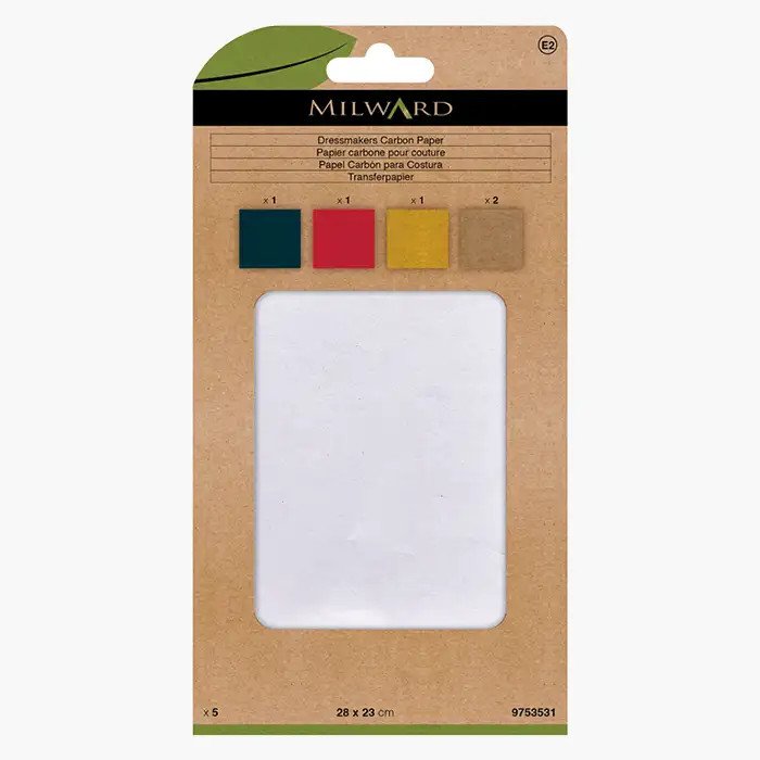 Papier carbone (5x) Milward pour couture 4 couleurs Papier carbone (5x) Milward pour couture 4 couleurs