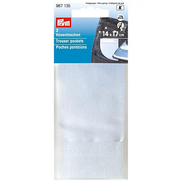 Poches (2) blanches pour pantalons 14x17cm Prym Poches (2) blanches pour pantalons 14x17cm Prym
