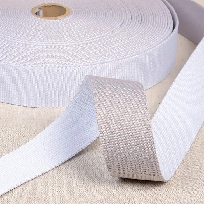 Sangle bicolore reversible gris et blanc au mètre Sangle bicolore reversible gris et blanc au mètre